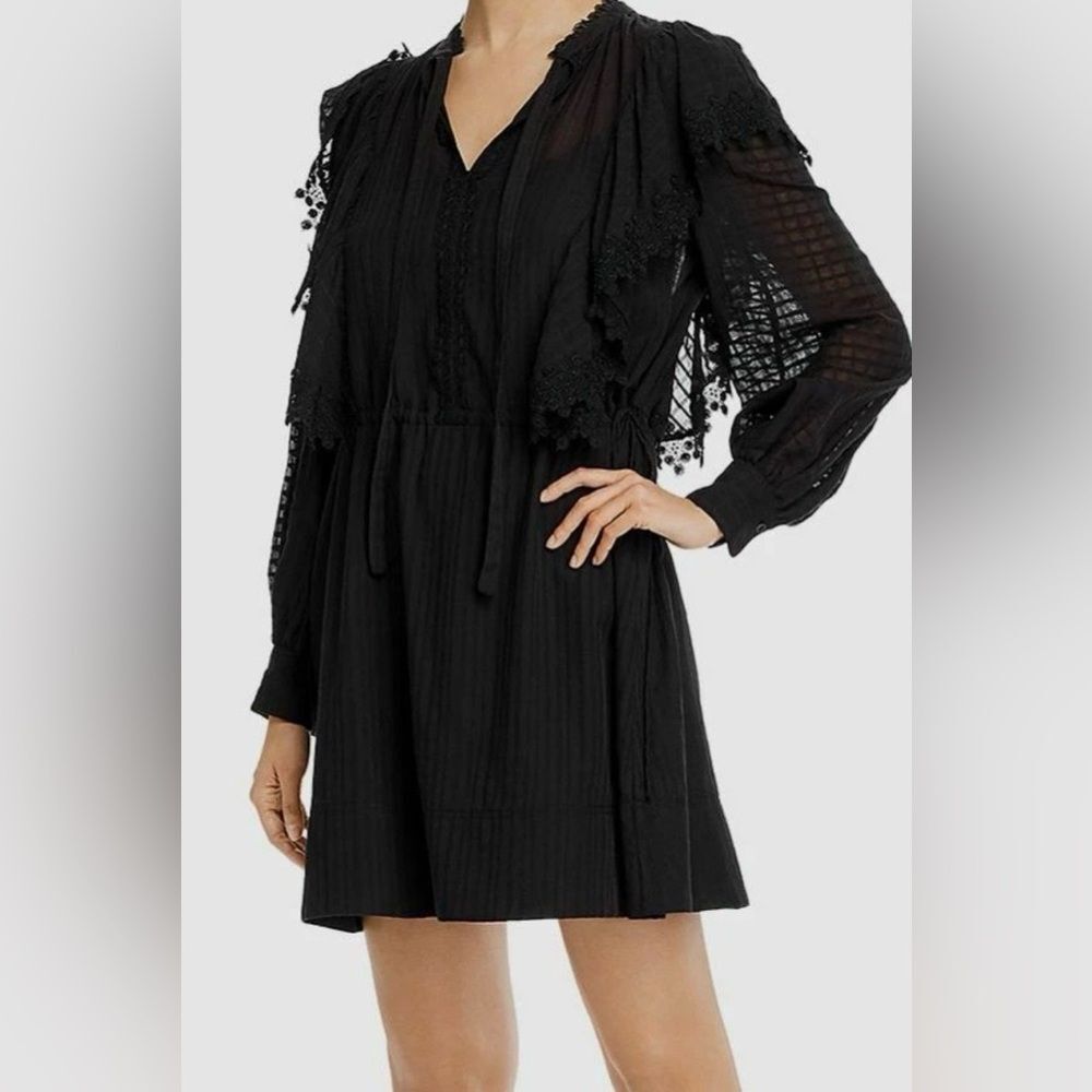 See By Chloe Ruffle Cotton-Voile Jacquard Mini BLACK